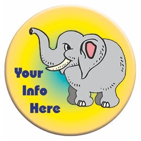 Elephant Round Badge w/ Bar Pin (2.5" Diameter)