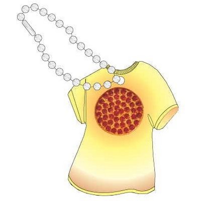 Pizza Promotional T Shirt Key Chain w/ Black Back (4 Square Inch)