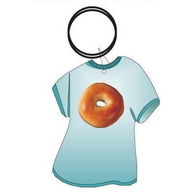 Round Bagel Executive T Shirt Key Chain w/Mirrored Back (4 Square Inch)