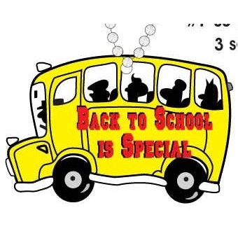 School Bus w/ Slogan Promotional Key Chain w/ Black Back (3 Square Inch)