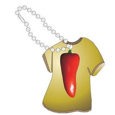 Red Chili Pepper Promotional T Shirt Key Chain w/ Black Back (4 Square Inch)