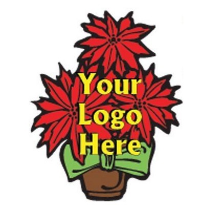 Poinsettia Round Badge w/ Bar Pin (2 1/2")