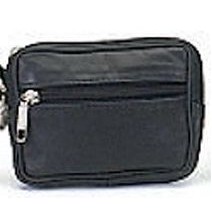 Sheep Napa Leather Three Zip-Pocket Pouch & Keychain