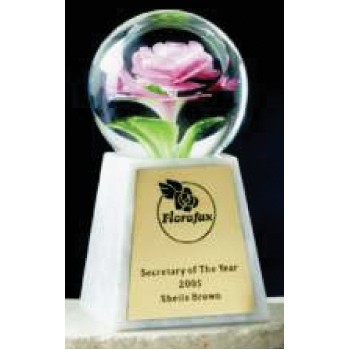 Hand Blown Glass Ball Award w/Flower