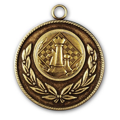 Stock Classic Wreath With Rope Edge 2" Medal- Chess