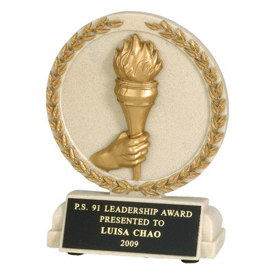 Achievement Stone Resin Trophy w/Handheld Torch (5 ½"x 4 ½")