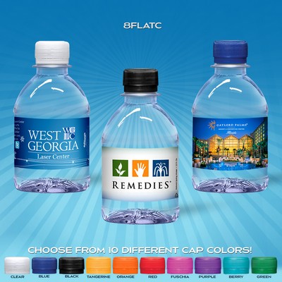 8 Oz. Custom Label Water w/Flat Cap - Clear Bottle