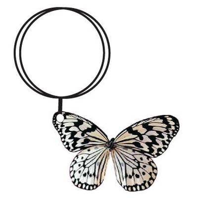 Black & White Butterfly Keychain w/Mirrored Back (10 Square Inch)