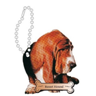 Basset Hound Dog Promotional Key Chain w/ Black Back (10 Square Inch)