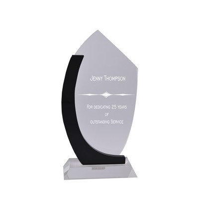 Clear Crystal Curve Award w/Black Stripe (10")