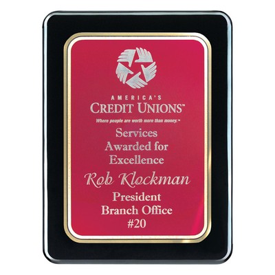 Plaque - Round Corner Piano Wood Plaque w/ Plate - Jet Black (8"x10")