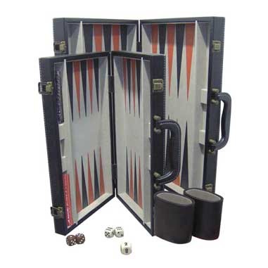 Black Leatherette Backgammon Set- Medium