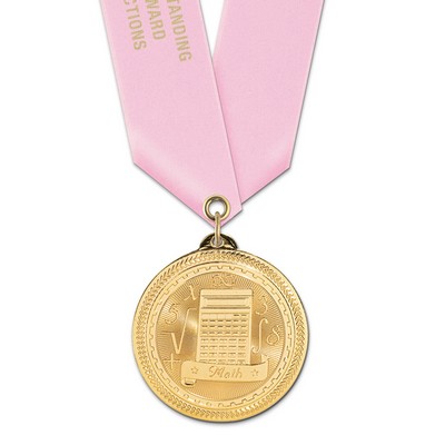 Math Brite Laser Medal w/Satin Neck Ribbon (2")