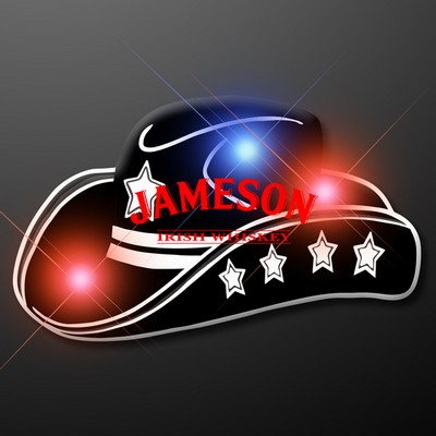 Country Western Black Cowboy Hat Flashing Pins - PRINTED