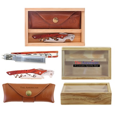 Castello™ Cocobolo Corkscrew Set w/Wood Box & Leather Pouch