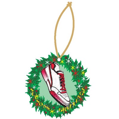 Sneaker Christmas Wreath Ornament w/ Clear Mirrored Back (2 Square Inch)