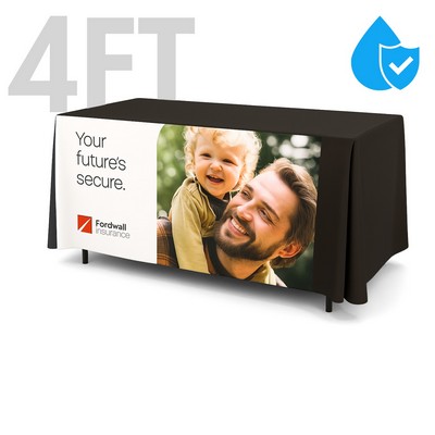 4' Liquid Repellent Fitted Table Cover - Front Panel Print