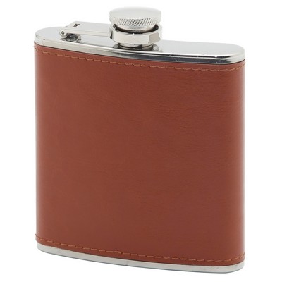 Flask w/Brown Leather Wrap