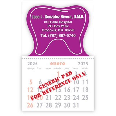 Designer Shaped Kwik-Stik Smooth Vinyl Spanish Calendar w/ Tooth Top