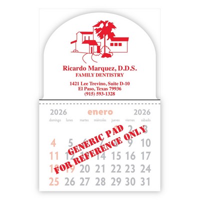 Designer Shaped Kwik-Stik Smooth Vinyl Spanish Calendar w/ Dome Top