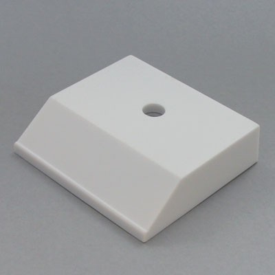 White Rectangular Plastic Trophy Base w/Sloping Front & Single Mounting Hole (3" x 2¾")
