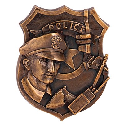 Antique Brass Police Plaque Mount (3¼" x 4")