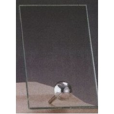 Clear Glass Plaque Award w/Silver Tennis Accent & Silver Plastic Mounts (6"x8.5")