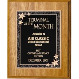 Oak Plaque 7" x 9" - Black/Gold Starburst Plate