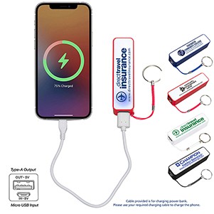 "In Charge" UL Listed 2200 mAh Portable Lithium Ion Power Bank Charger (Overseas)