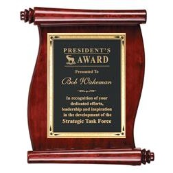 Scroll Plaque 10-1/2" x 14" With a 7" x 10" Black/Gold Florentine Plate