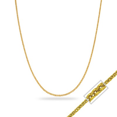 18" 14K Yellow Gold Square Wheat Chain Necklace - 1.8gm