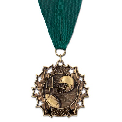 Football TS Medal w/Grosgrain Neck Ribbon (2¼")