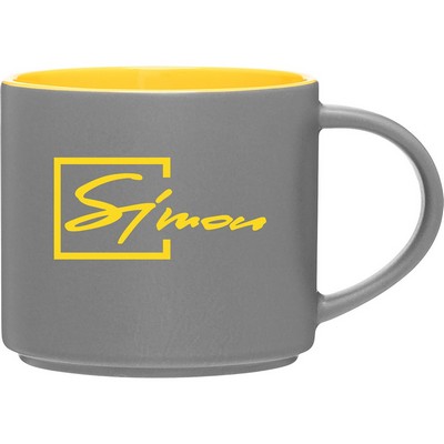 16 oz Monaco Ceramic Mug (Matte Storm Gray/Yellow)