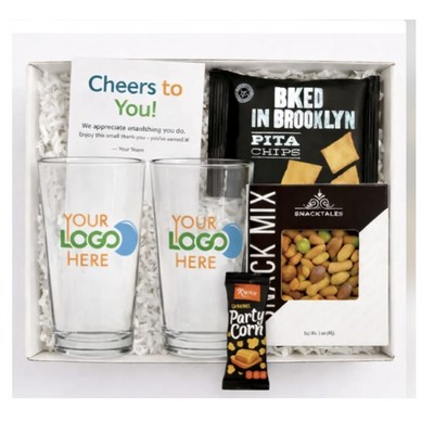 Duo Pint Glass Set with Snacks Boxed