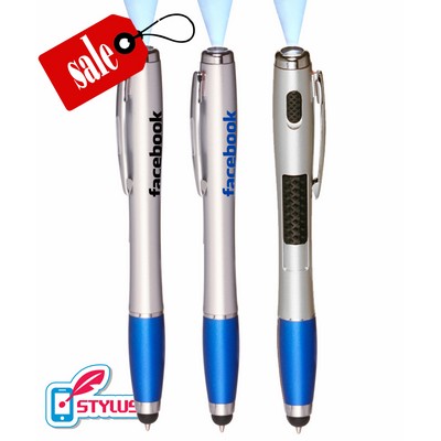 Union Printed Promotional - 3" 1 LED Flashlight Stylus Pen