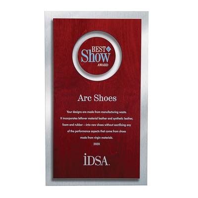 Circle Cutout Mahogany Wood & Silver Backer Digi-Color Plaque (6 3/4" x 11 1/2" x 1/2")