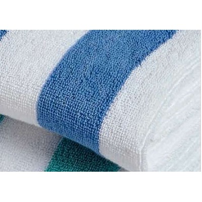 Cabana Premium White Cotton w/Medium Blue Stripe Towel (35" x 70")