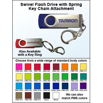 128 MB Swivel Flash Drive w/Spring Key Chain Attachment