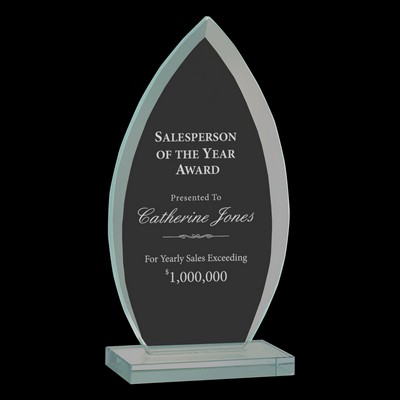 Oval Jade Glass Award (7")