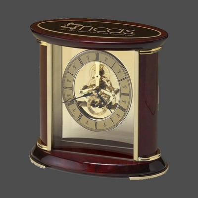 Rosewood Skeleton Clock w/Brass Accents