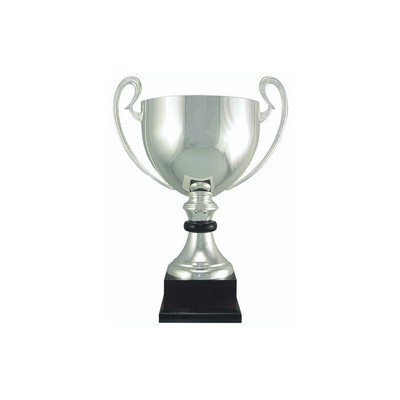 Silver plated Italian Trophy Cup w/Wood Accent (16½")