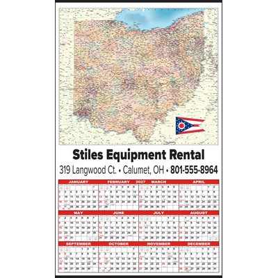 Large Ohio State Map Year-In-View® Calendar