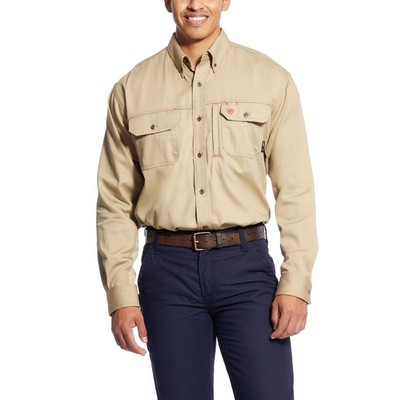 FR Solid Vent Khaki Work Shirt