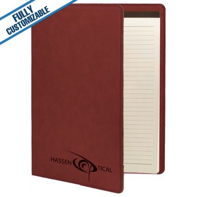 Red Leatherette - 7X9" Portfolio Folder With Notepad