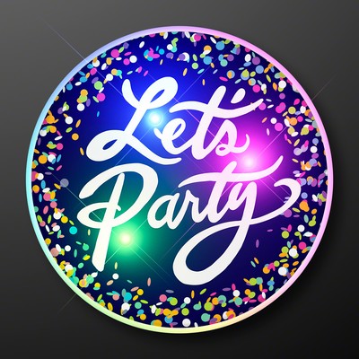 "Let's Party" Blinky Light Up Pins - BLANK