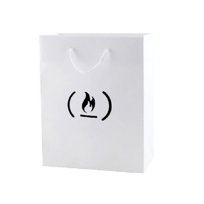 8x4x10'' Matt/Gloss 250GSM White Cardboard Shopping Bag