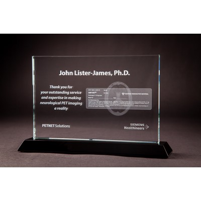 2D Horizontal Crystal Award w/Black Base (9 x 6 x 5/8")