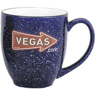 16 Oz. Speckled Bistro Mug - Color Cobalt out/ white in