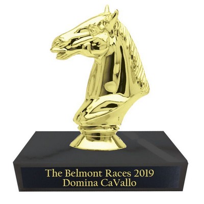 4" Horse Head Trophy w/Genuine Black Marble Base