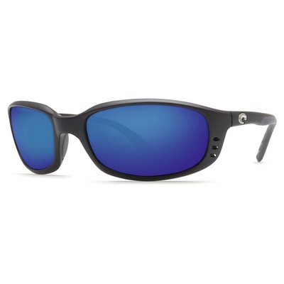 Costa Del Mar® Brine Polarized Sunglasses w/Shiny Black Frames & Blue Mirror Lenses